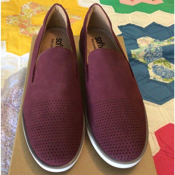 SoftWalk Burgundy Flats with White Soles - Picture 2 of 6